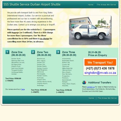 Durban Airport Shuttle web page